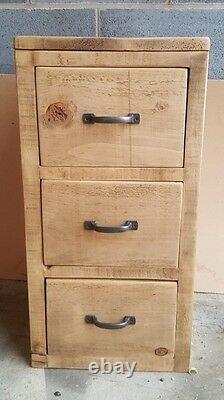 Rustic Solid Wood 3 Drawer Unit, Wooden 3 Drawer Storage Chest Of Drawers