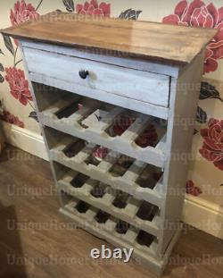 Rustic Wine Cabinet Shabby Chic Furniture Wooden Bottle Holder Storage Bar Rack
