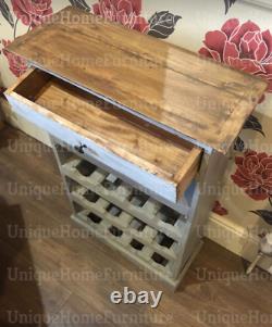 Rustic Wine Cabinet Shabby Chic Furniture Wooden Bottle Holder Storage Bar Rack