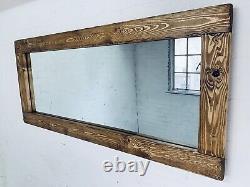 Rustic Wooden Mirror With in Dark oak wax finish Size 760mm H X 960mm L