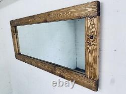 Rustic Wooden Mirror With in Dark oak wax finish Size 760mm H X 960mm L