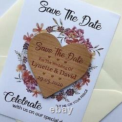 Rustic Wooden Save The Date Wedding Magnets PERSONALISED Invite