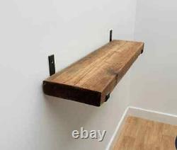Rustic Wooden Shelf with Industrial Style Brackets