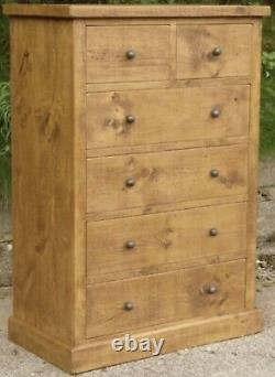 SOLID WOODEN CHEST OF DRAWERS SIDEBOARD RUSTIC PLANK PINE Indigo Furniture NEW