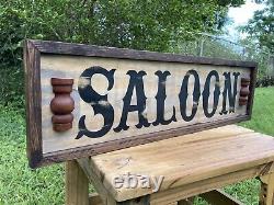 Saloon Tavern Whiskey Bar Wood Sign Old West Primitive Rustic Antique Look