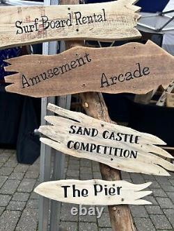 Sea Side Theme Wooden Garden Sign Post Not Included
