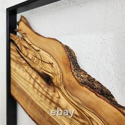 Set of 3 Metal and Wooden Wall Art, 3 Piece Olive Wood Wall Decor, Wall Art