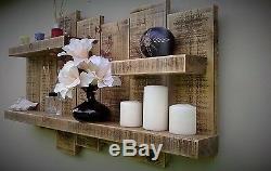 Shelf Unique Handmade Shelving Wall Unit Dark Oak Wax Wood Wooden Extra Large