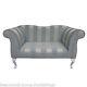 Small Chaise Longue 2 Seater Sofa Handmade in Woburn Blue Stripe Fabric SR17061