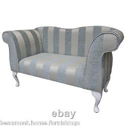 Small Chaise Longue 2 Seater Sofa Handmade in Woburn Blue Stripe Fabric SR17061