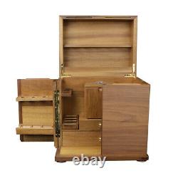 Smoking Pipe Cabinet for 18 Tobacco Pipes Display Rack Wooden Box with Humidor