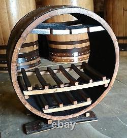 Solid Oak Wooden Whisky Barrel Wine Rack Hand Crafted Shiraz Vintage