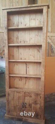 Solid Wood Rustic Bookcase With Cupboard Wooden Bookcasewith Storage Cupboard