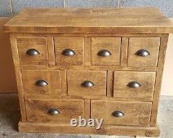 Solid Wood Rustic Chunky Baby Apothecary Chest Multi Drawer Wooden Chest