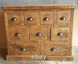 Solid Wood Rustic Chunky Baby Apothecary Chest Multi Drawer Wooden Chest