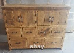 Solid Wood Rustic Chunky Kitchen Unit Wooden Storage Cupboard Chest Of Drawers