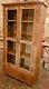 Solid Wood Rustic Chunky Plank Glazed Display Cabinet With Drawers Wooden Unit