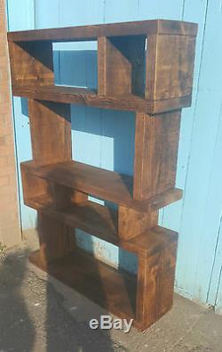 Solid Wood Rustic Chunky Wooden Random Shelf Bookcase Display Made To Measure