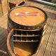 Solid Wooden Oak Whiskey Barrel Branded Pub Patio Table with Wine Rack Storage