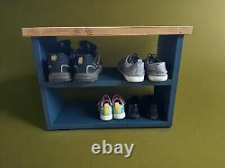 Solid Wooden Rustic Shoe Rack Farmhouse Style Storage Handmade 48cm Bench