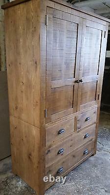 Solid Wooden Tall Larder Cupboard Unit Rustic Plank Pine Furniture BESPOKE