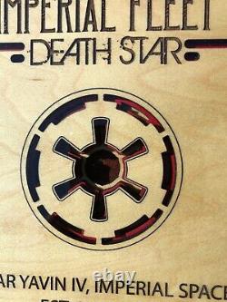 Star Wars Death Star Imperial Fleet Wooden Floating Frame Handmade USA