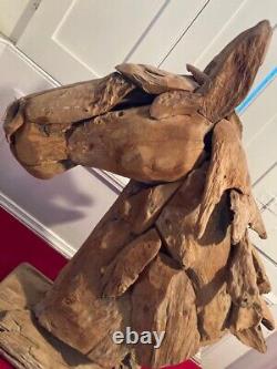 Stunning Wooden hand made Horse Sculpture