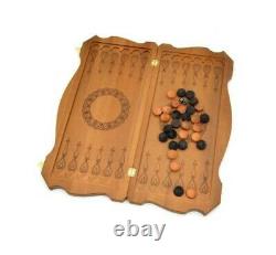 Stunning wooden chess+backgammon set Board carved handmade gift exclusive
