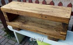 TV stand Chunky Rustic Side Table Wooden Sleeper 100cm cabinet lcd plasma coffee