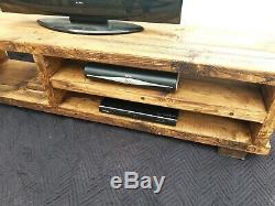 TV stand Chunky Rustic Side Table Wooden Sleeper 130cm cabinet lcd plasma