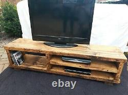 TV stand Chunky Rustic Side Table Wooden Sleeper 150cm cabinet lcd plasma