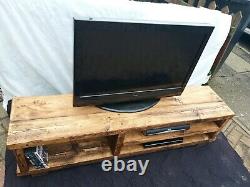 TV stand Chunky Rustic Side Table Wooden Sleeper 150cm cabinet lcd plasma
