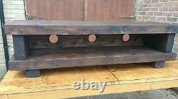 TV stand Chunky Rustic Side Table Wooden Sleeper 150cm cabinet lcd plasma coffee