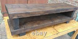 TV stand Chunky Rustic Side Table Wooden Sleeper 150cm cabinet lcd plasma coffee