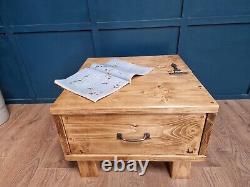 The Tern Hand made reclaimed wooden coffee table with storage 3 square legs
