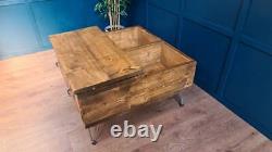 The Tern Hand made reclaimed wooden coffee table with storage 4 square legs