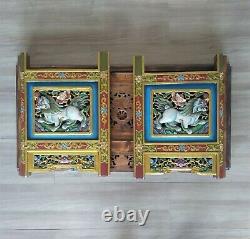 Tibetan Finest Buddhist Chokchi Wooden Carved Foldable Tea Table Nepal