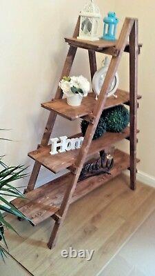 Tier Wooden Ladder Shelves Bookcase Plant Flower Shelving Units-4 /138cm