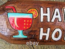 Tiki Bar Sign Plaque Canoe Paddle Happy hour Wooden Hand Carved Large Garden