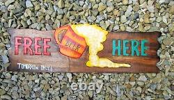 Tiki Bar Sign Plaque Decoration Wooden Hand Carved Beer Drinks Large Garden
