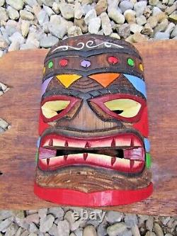 Tiki Bar Sign Plaque Decoration Wooden Hand Carved Mask Large Garden Fair Trade