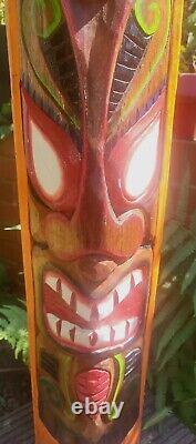 Tiki Bar Sign Plaque Decorative Mask Wooden Hand Carved Large Garden