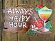 Tiki Bar Sign Plaque Happy Hour Wooden Hand Carved Large Garden Fair Trade