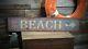 To The Beach Arrow Sign Primitive Rustic Hand Made Vintage Wooden