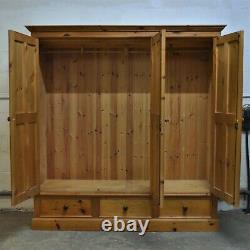 Triple Solid Wooden Pine Wardrobe with Drawers Dismantles Delivery Available