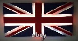 UK 3D Flag with sound sensitive LED effects Wooden Handmade British Union Jack