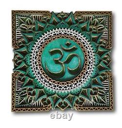 Unique Om Wall Art Intricate Wooden Sacred Geometry Decor- Handmade In Thailand