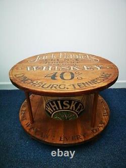 Unique hand painted Jack Daniels coffee table upcycled from a wooden cable reel
