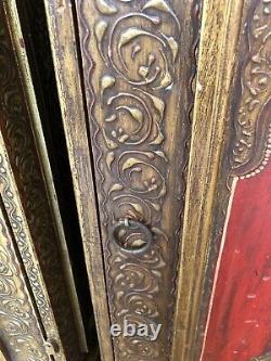 VINTAGE FAR EAST EASTERN INDIAN LARGE HAND PAINTED WOODEN CUPBOARD £190 each