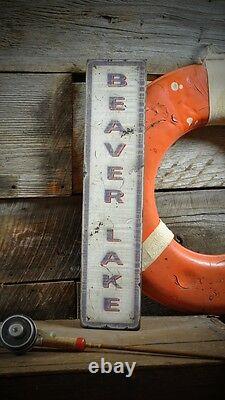 Vertical Lake House Sign Rustic Hand Made Vintage Wooden Sign